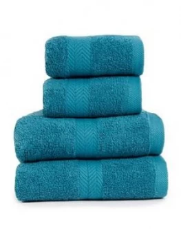Image of Essentials Collection 4 Piece 100% Cotton 450 Gsm Quick Dry Towel Bale ; Teal