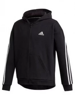 Image of Adidas Girls 3-Stripes Full Zip Hoodie - Black