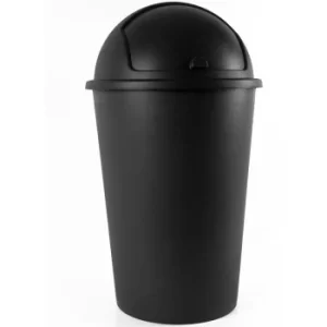 Image of Waste Bin 50L Flip Swing Push Can Rubbish Kitchen Home Plastic Lid Dustbin Trash Black