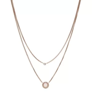 Image of Fossil Double Glitz Rose Gold Tone Steel Necklace