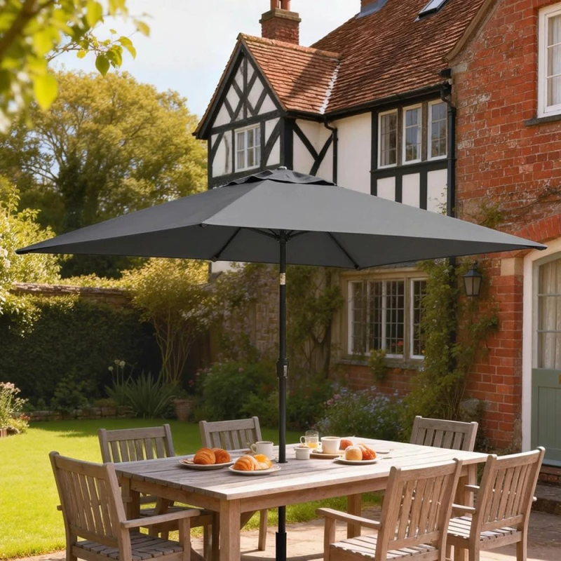 Image of OUTSUNNY Garden Parasol, Outdoor Umbrella with Tilt Function, Dark Grey Size: 3m x 2m Dark Grey Unisex 3m x 2m