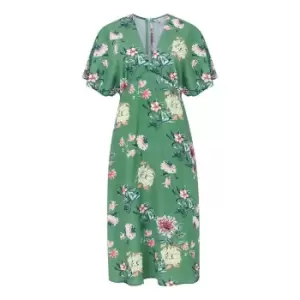 Image of Yumi Sage Green Floral Blossom Kimono Dress - Green