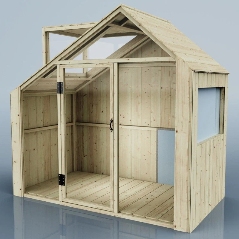 Image of OutdoorToys PolarPlay Kids Scandinavian Style Wooden Playhouse - Asta Mist in Beige Beige Unisex