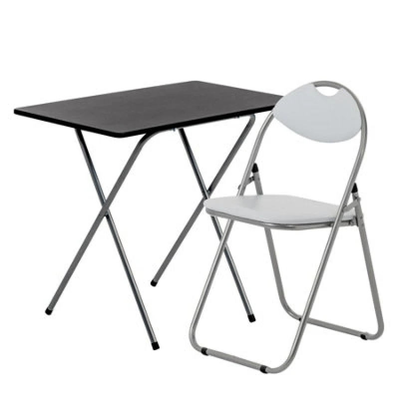 Image of Harbour Housewares Wooden Folding Desk & Chair Set - Silver/white