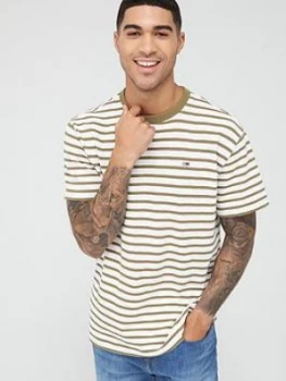Image of Tommy Jeans Stripe T-Shirt - Olive