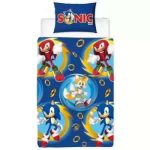 Image of Sonicthehedgehog - Sonic The Hedgehog Speed Duvet Cover Set (Single) (Blue/Yellow/Red) - Blue/Yellow/Red