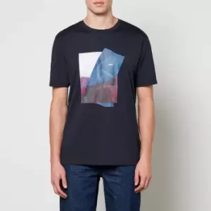 Image of BOSS Orange Graphic Print Cotton-Jersey T-Shirt - L