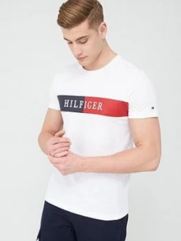 Image of Tommy Hilfiger Block Stripe Hilfiger T-Shirt - White