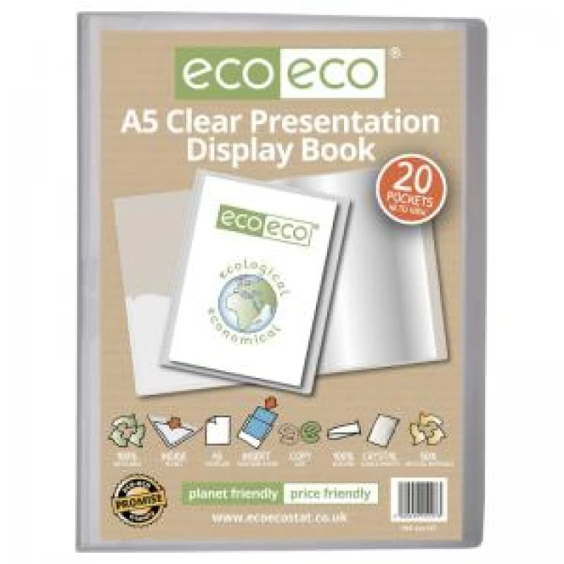 Image of Eco Eco 50% Recycled Presentation Display Book 20 Pockets A5 Clear eco127-S