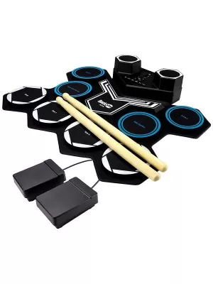 Image of Rockjam Rockjam Rechargeable Bluetooth Roll Up Drum Kit With Inbuilt Speakers & Drumsticks