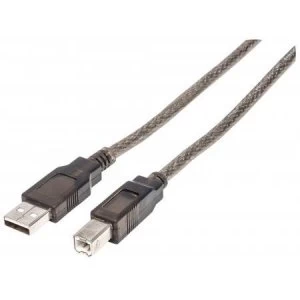 Image of Manhattan USB-A to USB-B Cable 15m Male to Male Active 480 Mbps (USB 2.0) Built-in Chipset With Amplification Hi-Speed USB Black Three Year Warranty P