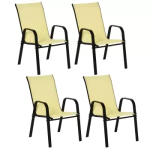 Image of Outsunny Set of 4 Garden Dining Chairs - Beige