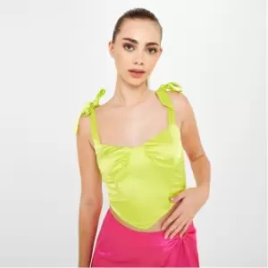 Image of Missguided Petite Satin Corset Top - Green