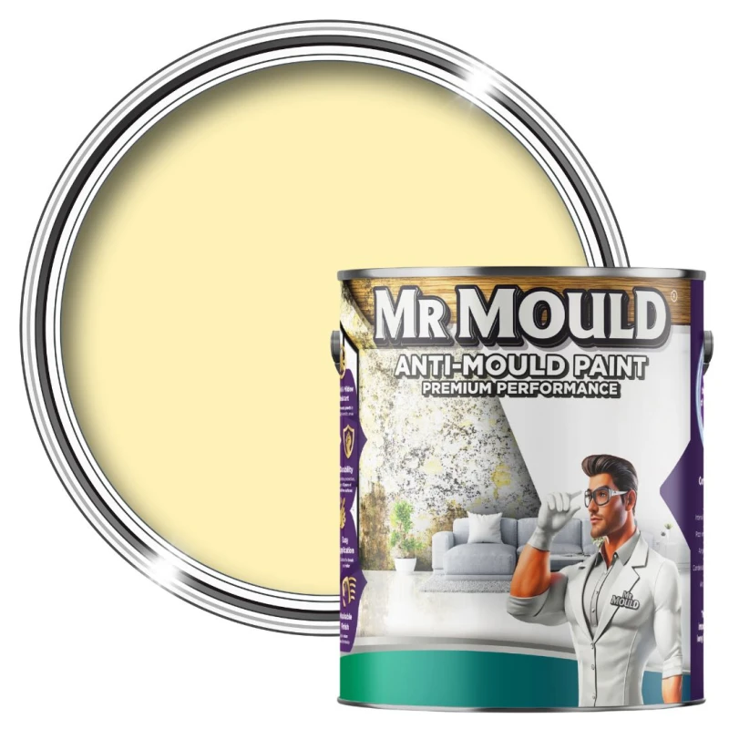 Image of MR MOULD Anti-Mould Paint - 1L - Best Anti Mould Protection Paint for all Interior Walls & Ceilings in Light Yellow Light Yellow Unisex 1L