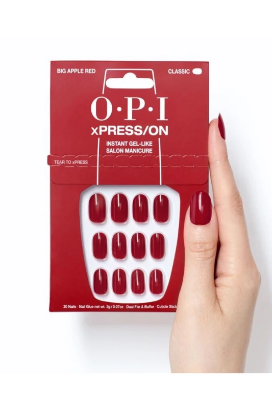 Image of OPI xPRESS/ON French Press Press on Nails for Gel-Like Salon Manicure - Big Apple Red