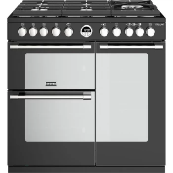 Image of Stoves Sterling Deluxe S900GTG 90cm Dual Fuel Range Cooker - Black - A/A/A Rated