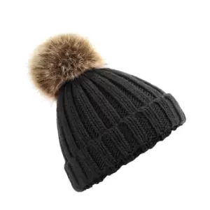 Image of Beechfield Junior Unisex PomPom Chunky Beanie (One Size) (Black)