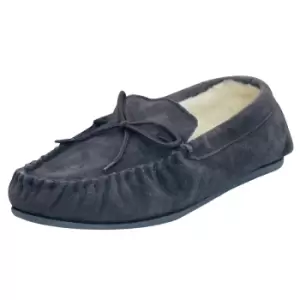 Image of Eastern Counties Leather Unisex Wool-blend Hard Sole Moccasins (5 UK) (Navy)