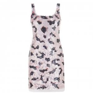 Image of Adrianna Papell Leopard Mini Dress - ALMOND CREAM