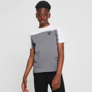 Image of Junior Cut And Sew Taped T-Shirt - Shadow Grey/White - 12-13 Years