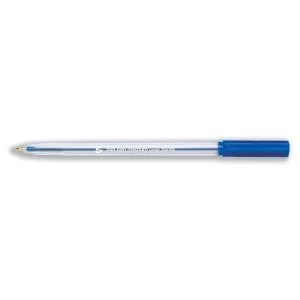 Image of 5 Star Office Ball Pen Clear Barrel Medium 1.0mm Tip 0.7mm Line Blue Pack of 50