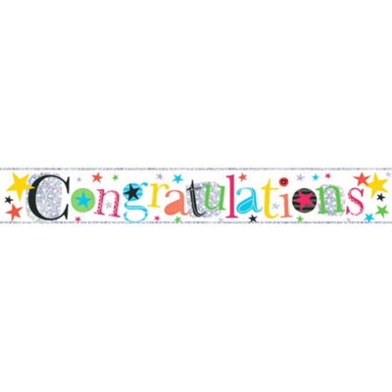 Image of Simon Elvin Congratulations Foil Party Banner Multicoloured (Pack Of 6)
