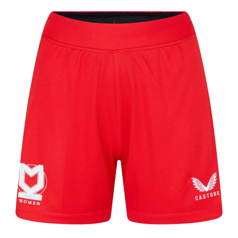 Image of Castore MK Dons Away Shorts 2022 2023 Womens - Red Red 8