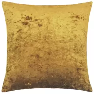 Image of Verona Crushed Velvet Cushion Ochre