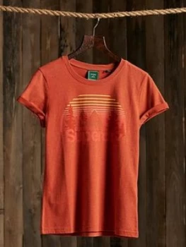 Image of Superdry Core Logo Wilderness T-Shirt, Orange, Size 6, Women