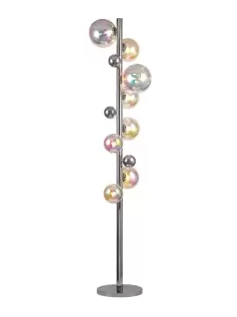 Image of Floor Lamp, 8 x G9, Polished Chrome, Iridescent Glass