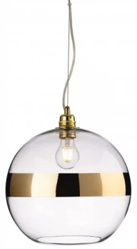 Image of 1 Light Globe Ceiling Pendant Gold, Clear Glass, E27