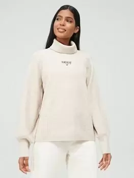 Image of Tommy Jeans Relaxed Lofty Turtle Sweater - Cream, Size XS, Women