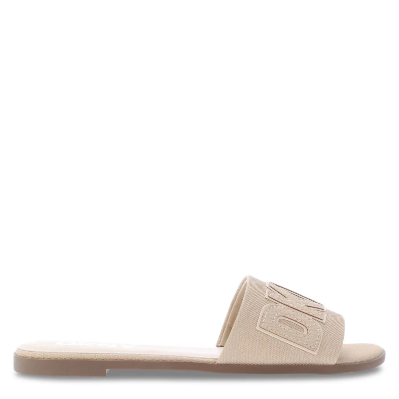 Image of DKNY Willow Flat Sliders Beige female UK 3