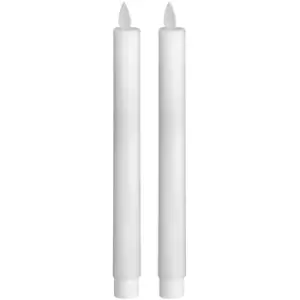 Image of Pair Of White Luxe Flickering Flame LED Wax Dinner Candles