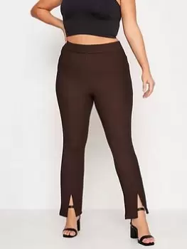 Image of Yours Rib Split Front Legging Brown, Brown, Size 20, Women