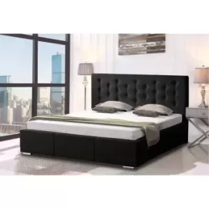Image of Pinia Upholstered Beds - Plush Velvet, Single Size Frame, Black - Black