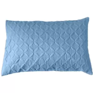 Image of Ultrasonic Blue Quilted Embossed Cushion Cover, 50 x 75cm - Blue - Blue - Homescapes