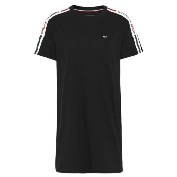 Image of Tommy Jeans Tape T Shirt Dress - BLACK