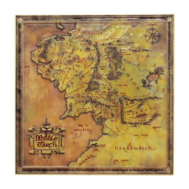 Image of Lord of the Rings Lord of the Rings Limited Edition Metal Map of Middle-earth in Metallics Metallics One Size Unisex 5060948293662