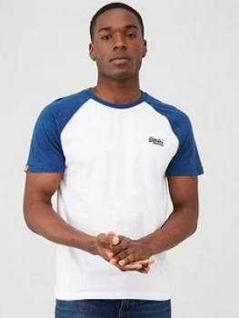 Image of Superdry Orange Label Classic Baseball T-Shirt - White, Size XS, Men