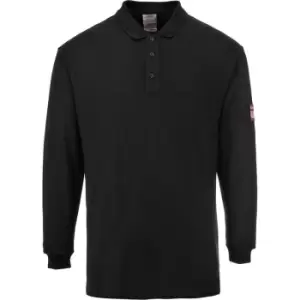 Image of Portwest FR10BKRXXL - sz 2XL Flame Resistant Anti-Static Long Sleeve Polo Shirt - Black - Black