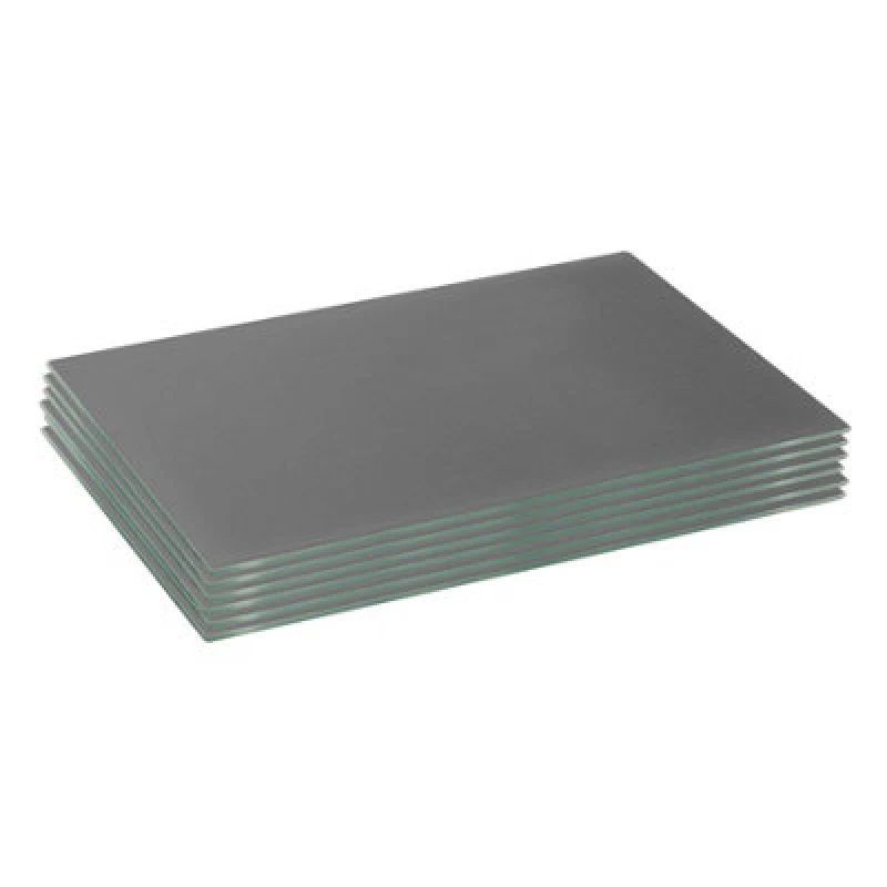 Image of Harbour Housewares 6X Glass Placemats - 40 X 30Cm - Grey - Dining Table Place Mats Tabletop Protector For Kitchen Worktops