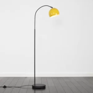 Image of Curva Dark Grey Floor Lamp with Yellow Arco Shade