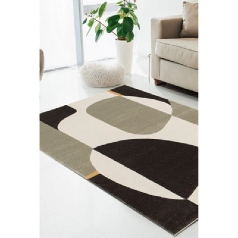 Image of Melrose Turin Bold Abstract Patterned Grey Black Large Area Rug 120/170Cm