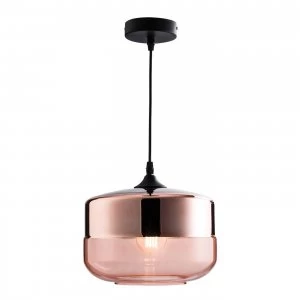 Image of 1 Light Ceiling Pendant Cognac Tinted, Copper Plated Glass, E27