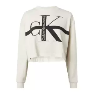 Image of Calvin Klein Jeans Monologo Washed Long Sleeves Tee - Cream