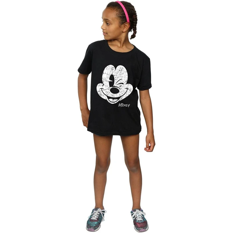 Image of Disney Mickey Mouse Face Cotton T-Shirt Black female