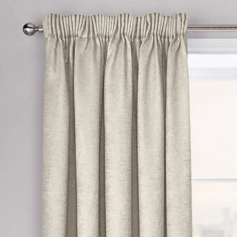 Image of Velosso Westwood Dimout Pencil Pleat Curtains in Cream Size: 168cm width x 229cm drop Cream Unisex 168cm width x 229cm drop