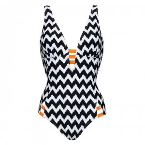 Image of Figleaves Juno Luxe Swimsuit - Longer Length - BLACK/WHITE