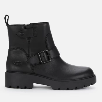 Image of UGG Womens Saoirse Waterproof Leather Biker Boots - Black - UK 7